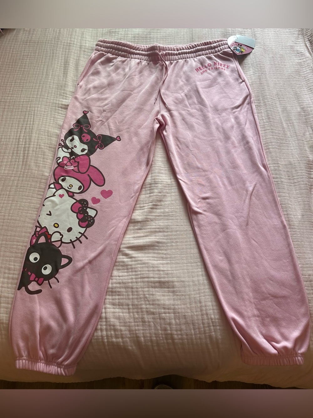 Hello Kitty Pink Character Jogger Pants with Friends Print